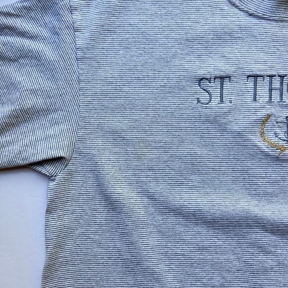 Vintage Embroidered St Thomas Micro Stripe Anchor Beach T Shirt Single Stitch XL - Picture 8 of 9
